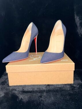 Christian Louboutin Denim Pointed-Toe Stiletto Heels